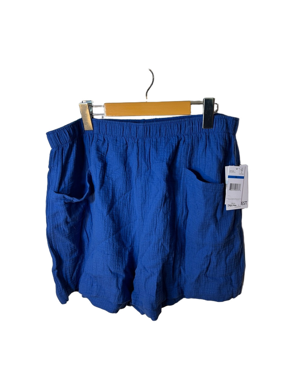 Nine West Jeans pull-on crinkle gauze casual shorts vibrant royal blue XL new